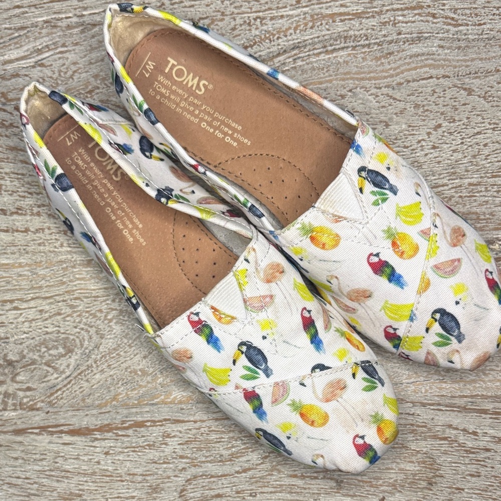 Toms Multicolor Bird Pattern Slip-Ons - image 2